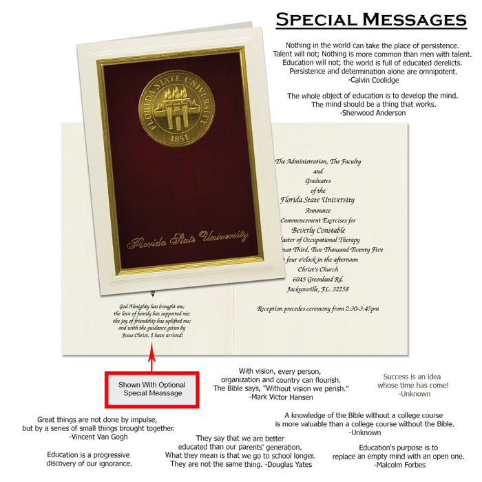 Florida State University Graduation Announcement (Framed Style) Not ready