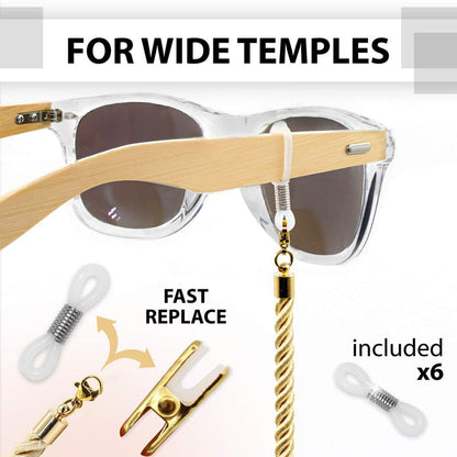 Glasses Strap String Holder Cord Terylene Eyeglasses Gold Chains 3 Pcs