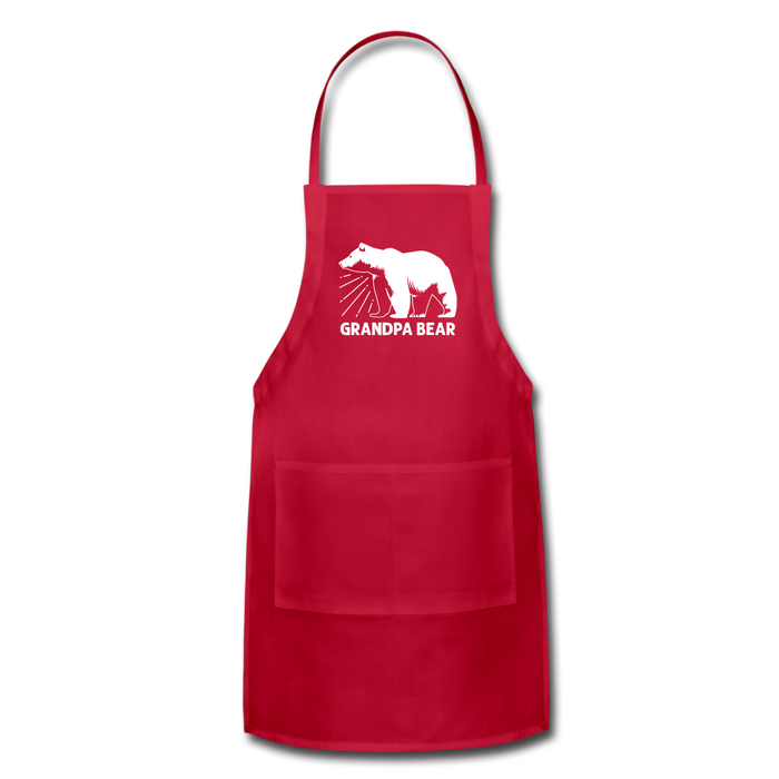 Grandpa Bear Adjustable Apron - red