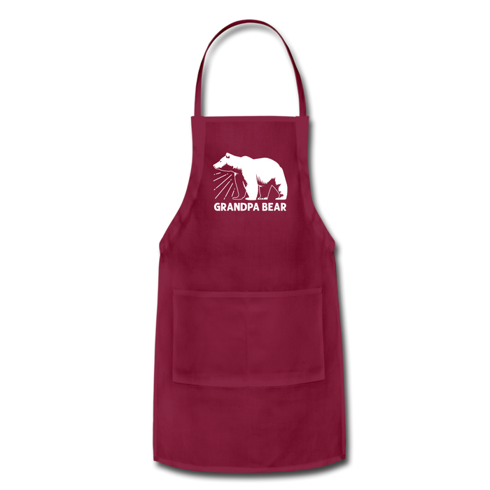 Grandpa Bear Adjustable Apron - burgundy