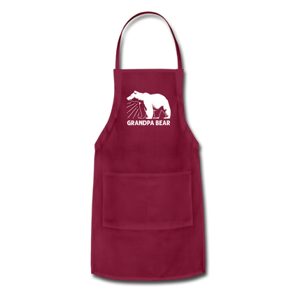 Grandpa Bear Adjustable Apron - burgundy