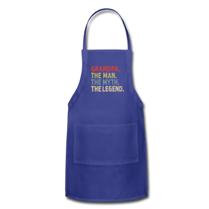Grandpa the Man the Myth the Legend Adjustable Apron with Pockets for Men - royal blue