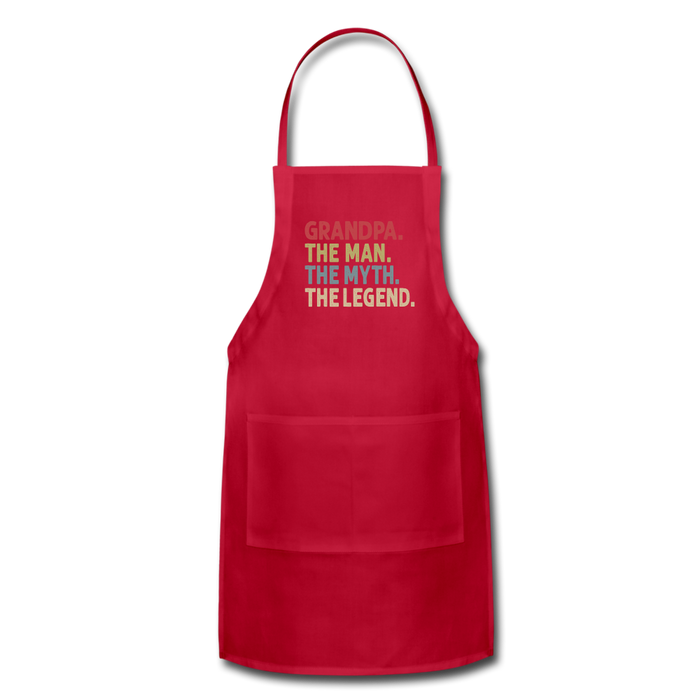 Grandpa the Man the Myth the Legend Adjustable Apron with Pockets for Men - red