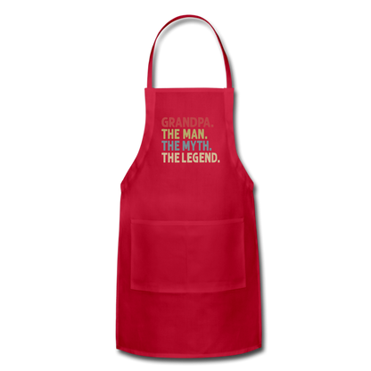 Grandpa the Man the Myth the Legend Adjustable Apron with Pockets for Men - red