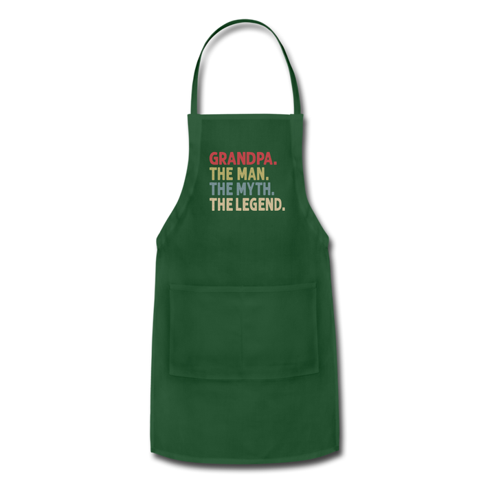 Grandpa the Man the Myth the Legend Adjustable Apron with Pockets for Men - forest green
