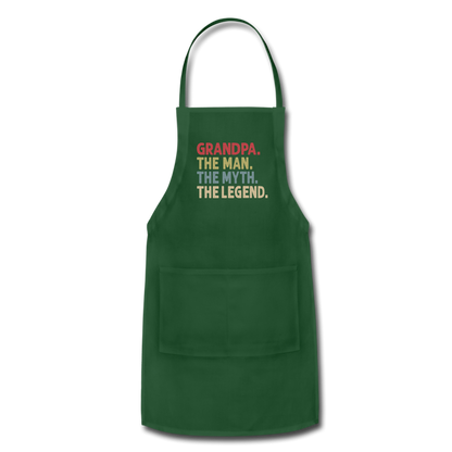 Grandpa the Man the Myth the Legend Adjustable Apron with Pockets for Men - forest green