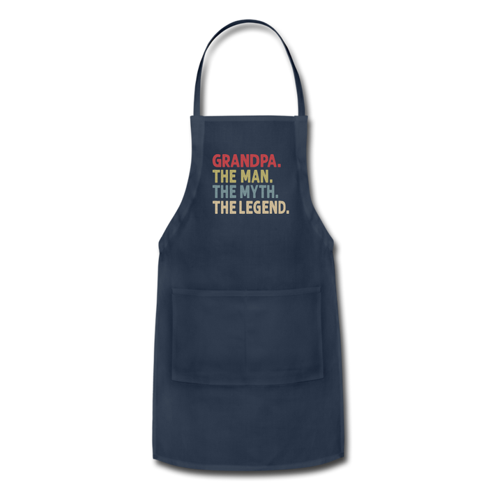 Grandpa the Man the Myth the Legend Adjustable Apron with Pockets for Men - navy