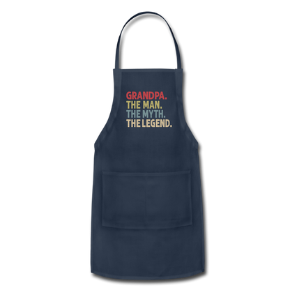 Grandpa the Man the Myth the Legend Adjustable Apron with Pockets for Men - navy