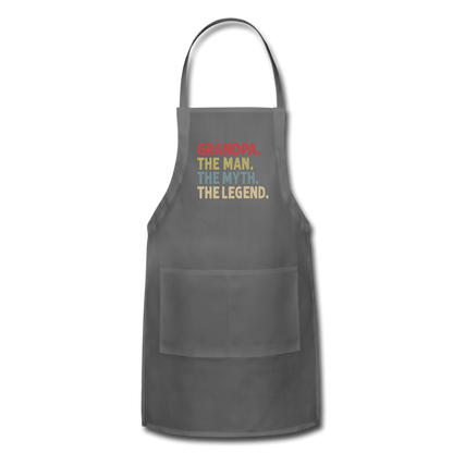 Grandpa the Man the Myth the Legend Adjustable Apron with Pockets for Men - charcoal