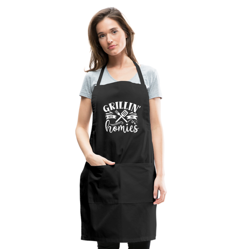 Grillin' with My Homies Adjustable Apron with Pockets for Women - black