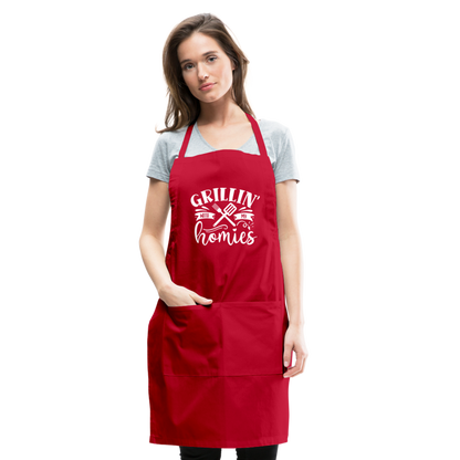 Grillin' with My Homies Adjustable Apron with Pockets for Women - red