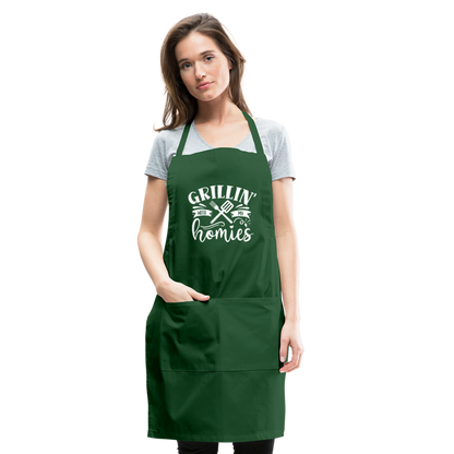 Grillin' with My Homies Adjustable Apron with Pockets for Women - forest green