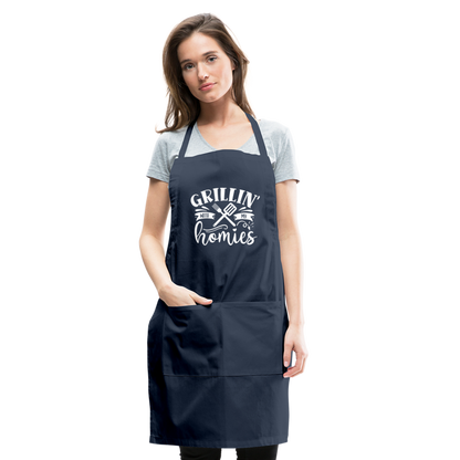 Grillin' with My Homies Adjustable Apron with Pockets for Women - navy