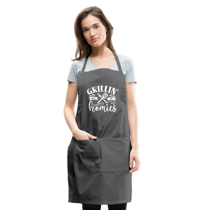 Grillin' with My Homies Adjustable Apron with Pockets for Women - charcoal