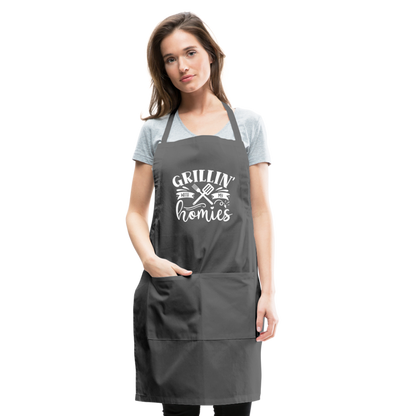 Grillin' with My Homies Adjustable Apron with Pockets for Women - charcoal