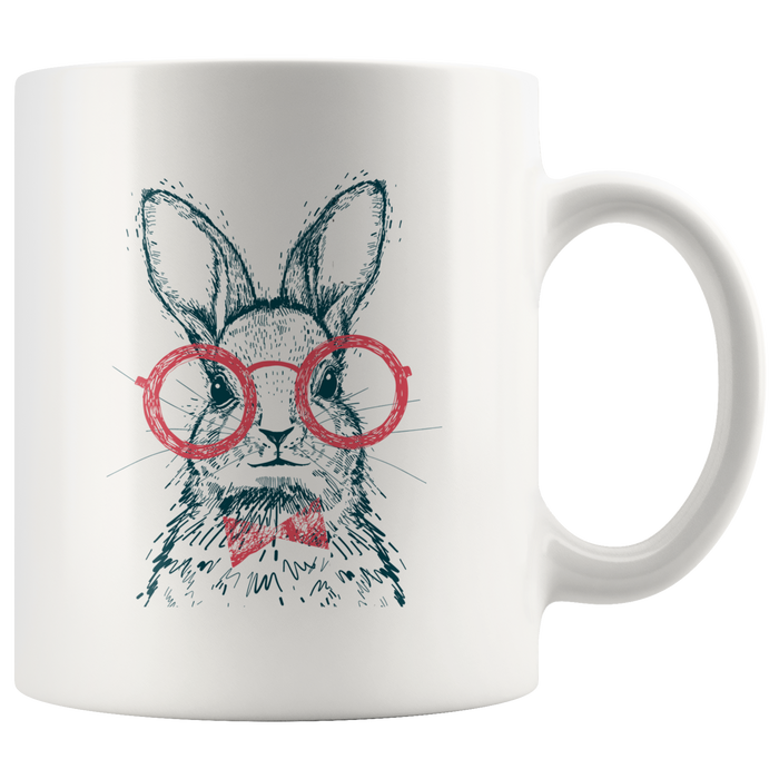 Hipster Bunny with Red Glasses Mug