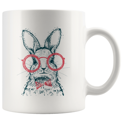Hipster Bunny with Red Glasses Mug