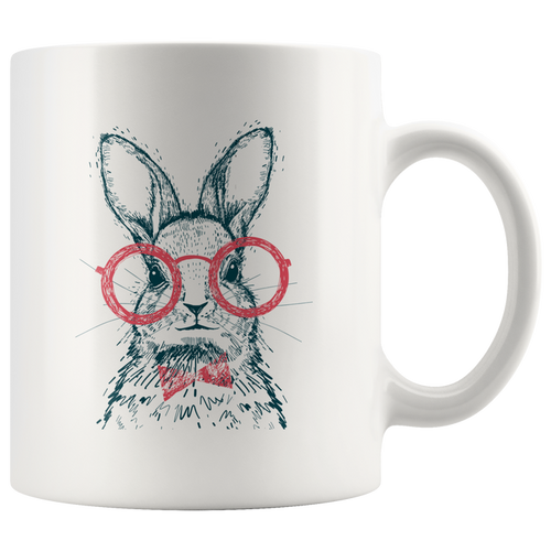 Hipster Bunny with Red Glasses Mug