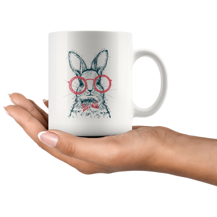 Hipster Bunny with Red Glasses Mug