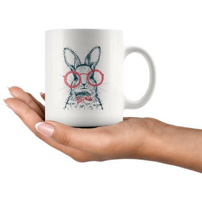Hipster Bunny with Red Glasses Mug