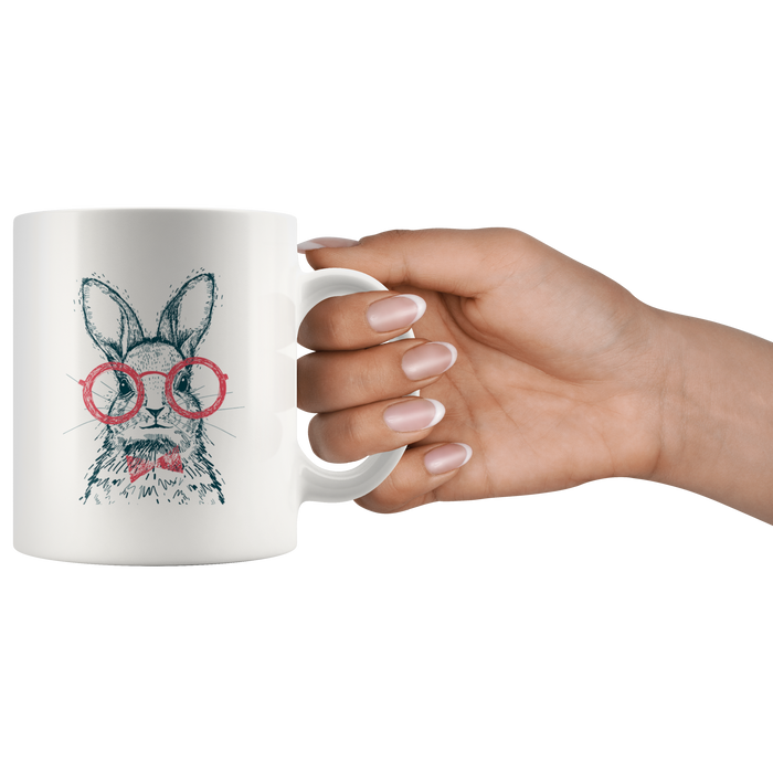 Hipster Bunny with Red Glasses Mug