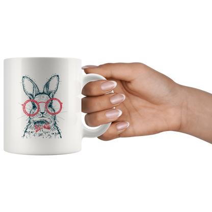 Hipster Bunny with Red Glasses Mug