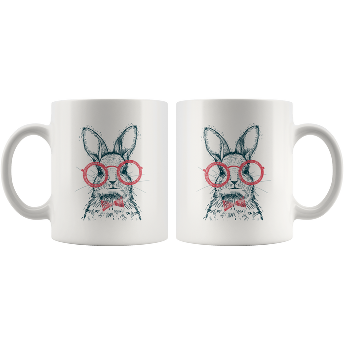 Hipster Bunny with Red Glasses Mug