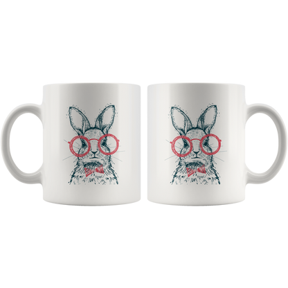 Hipster Bunny with Red Glasses Mug