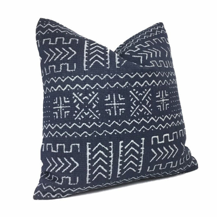 Hombori Mudcloth Inspired Blue African Tribal Pillow Cover - Aloriam