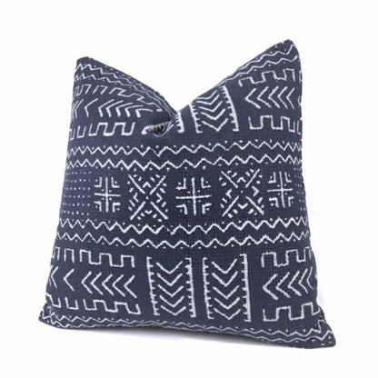 Hombori Mudcloth Inspired Blue African Tribal Pillow Cover - Aloriam
