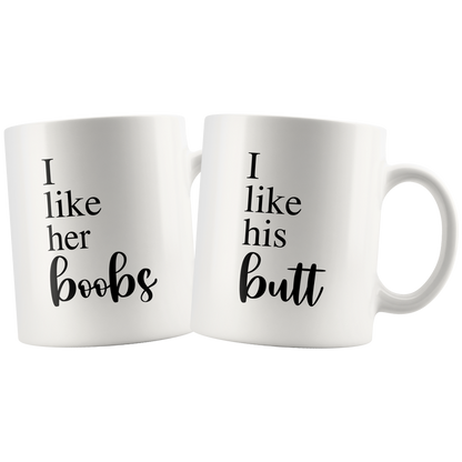 I Like Her Boobs I Like His Butt Matching Mug Set