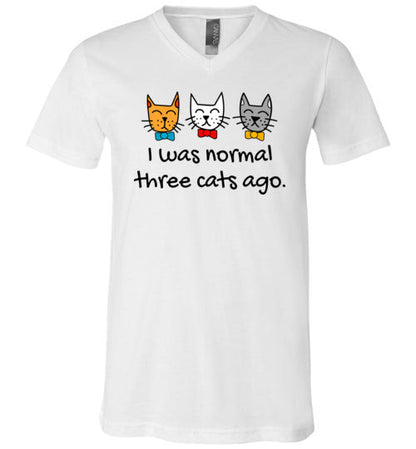 I Was Normal 3 Cats Ago V-Neck Shirt for Women