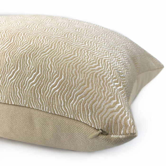 Jentry Sand Abstract Wavy Lines Pillow Cover (Kravet Candice Olson fabric) - Aloriam