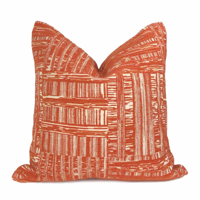 Joplin Orange Cream Abstract Texture Chenille Pillow Cover - Aloriam