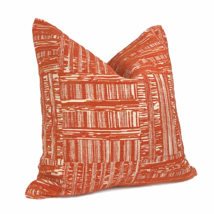 Joplin Orange Cream Abstract Texture Chenille Pillow Cover - Aloriam