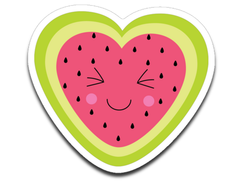 Kawaii Watermelon Heart Vinyl Decal Sticker