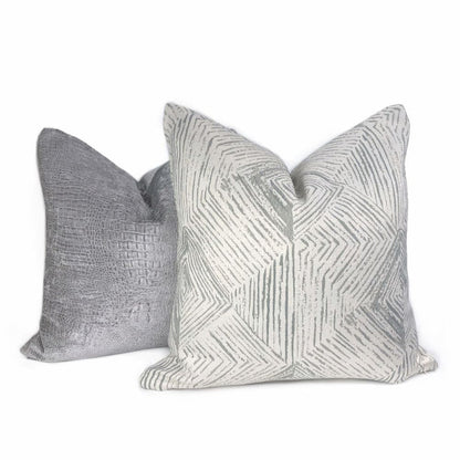 Kori Geometric Etchings Gray Off-White Pillow Cover - Aloriam