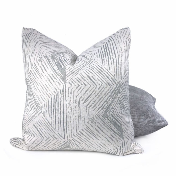 Kori Geometric Etchings Gray Off-White Pillow Cover - Aloriam