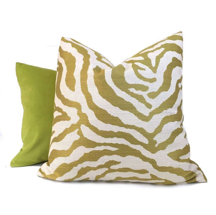 Kravet Citron Cream Tiger Animal Stripe Pillow Cover,  Fits 22x22 Cushion Inserts Cushion Pillow Case Euro Sham 16x16 18x18 20x20 22x22 24x24 26x26 28x28 Lumbar Pillow 12x18 12x20 12x24 14x20 16x26 by Aloriam