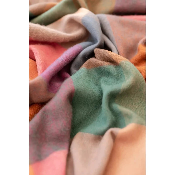 Lambswool Blanket | Pink Block Check