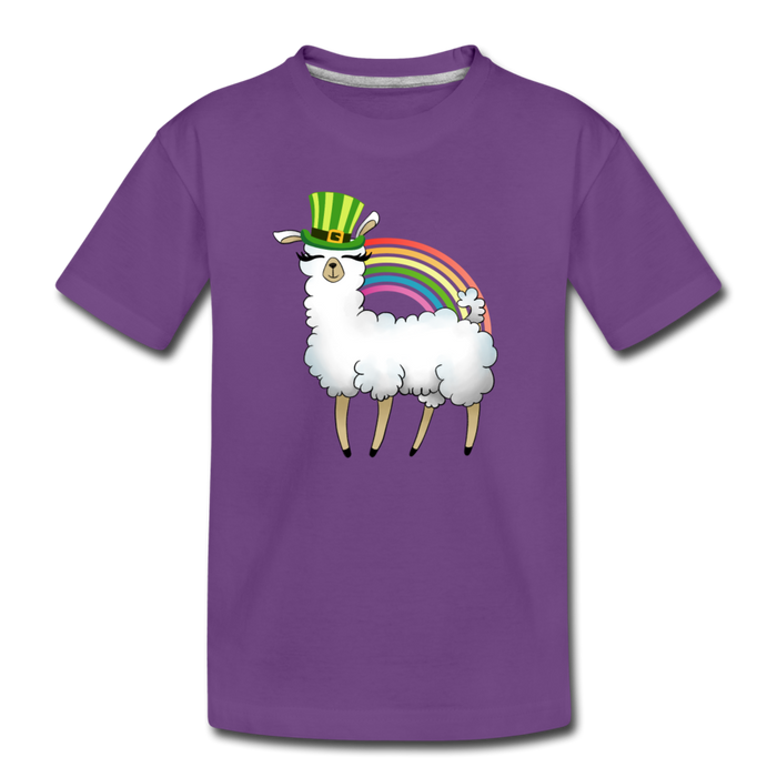 Llama Leprechaun Rainbow Kids' Premium T-Shirt - purple