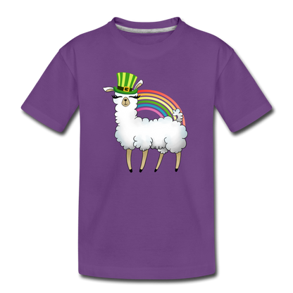 Llama Leprechaun Rainbow Kids' Premium T-Shirt - purple