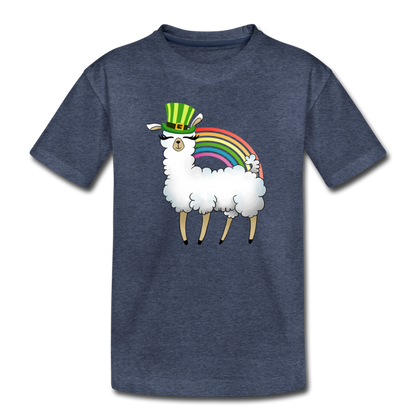 Llama Leprechaun Rainbow Kids' Premium T-Shirt - heather blue