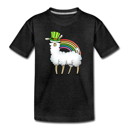 Llama Leprechaun Rainbow Kids' Premium T-Shirt - charcoal gray