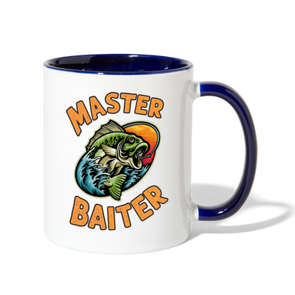 Master Baiter Funny Fishing Mug with Contrast Handle - white/cobalt blue