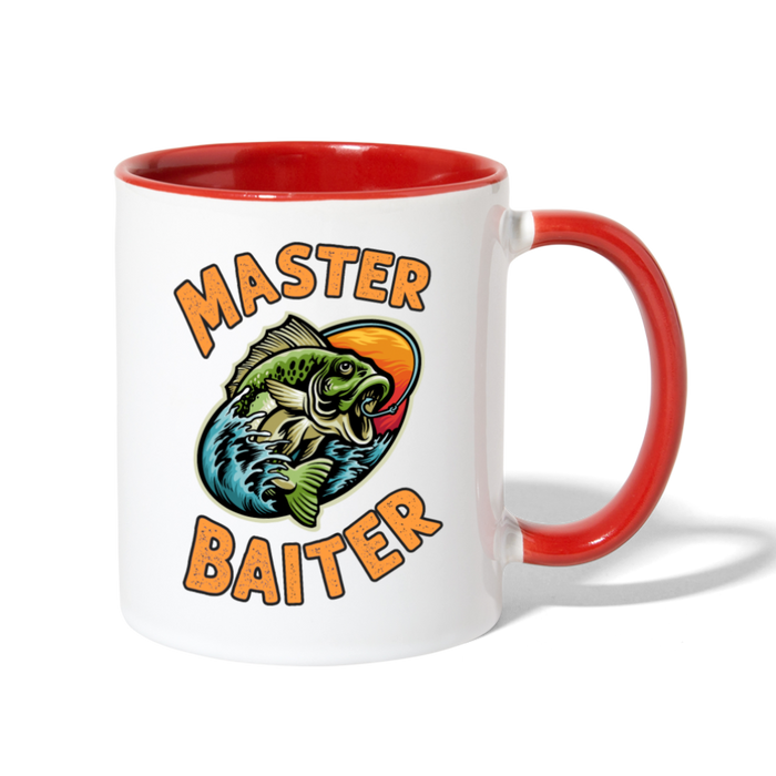 Master Baiter Funny Fishing Mug with Contrast Handle - white/red