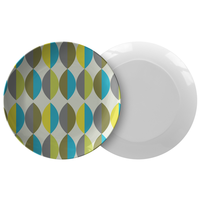 Mid Century Modern Plates | Green Yellow Gray & Blue | Retro Inspired Home and Kitchen Decor
