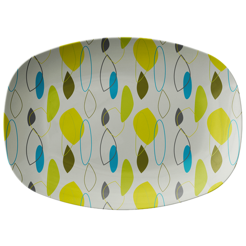 Mid Century Modern Serving Platter | Teal Blue Green Gray Yellow Serveware Tray |