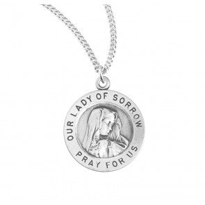 OLO Sorrow SS .7" Round Medal Necklace 18" Chain