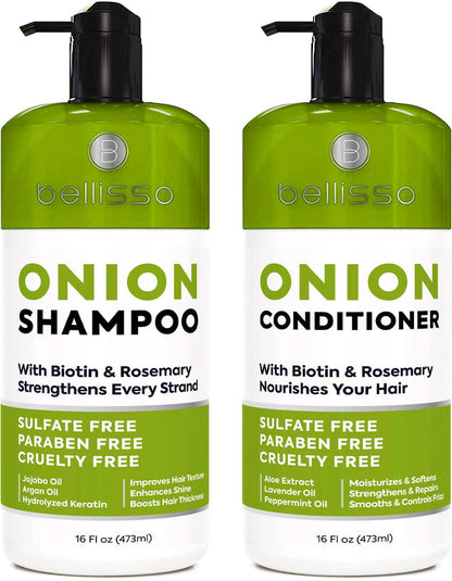 Onion Shampoo and Conditioner Set With Rosemary and Biotin Thickening Products